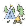 Tent and campfire icon